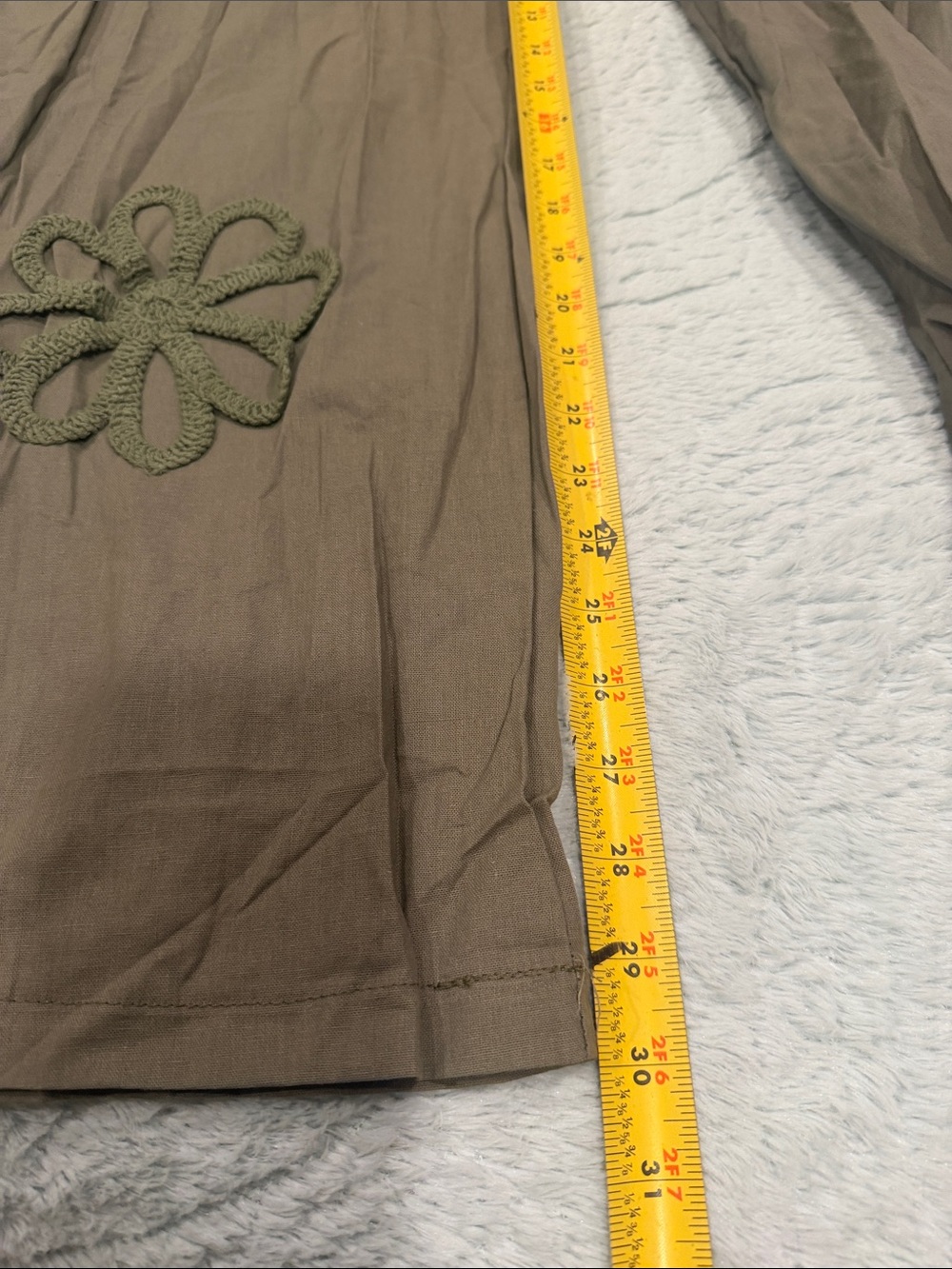 Olive Green Wide-Leg Linen Pants & Blouse Casual Comfort - Picture 7 of 8